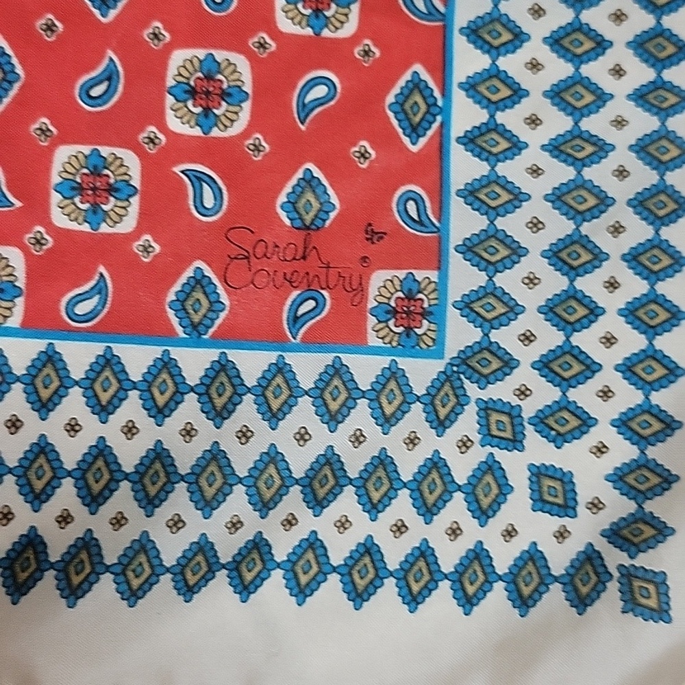 Vintage Sarah Coventry Paisley-Inspired Geometric Scarf | 31” | Made in Italy - Picture 3 of 11